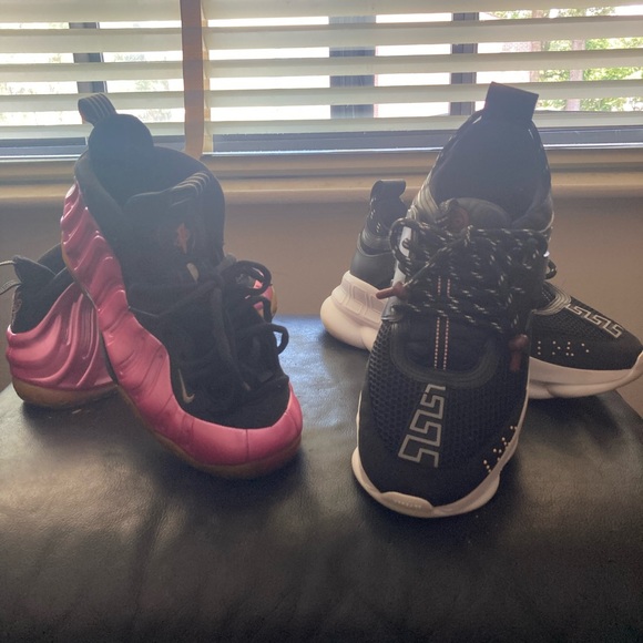 Versace Chain Reaction “Blk/Wht” sz 10 & Nike Foamposite One “Pink” sz 9 - Picture 3 of 10